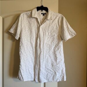 Express White Textured Casual Shirt